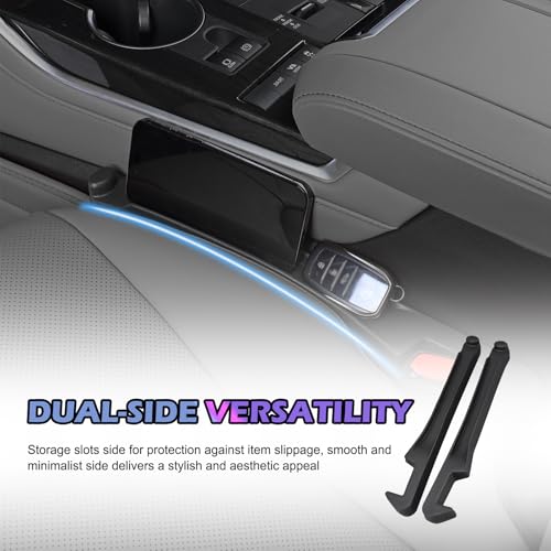 2PCS 3-in-1 Car Seat Gap Filler Organizer with Hooks & Storage Slots,Car Gap Seat Filler Console Catcher for Gaps Filling & Item Storage,Universal in Between Cars Seats Catcher