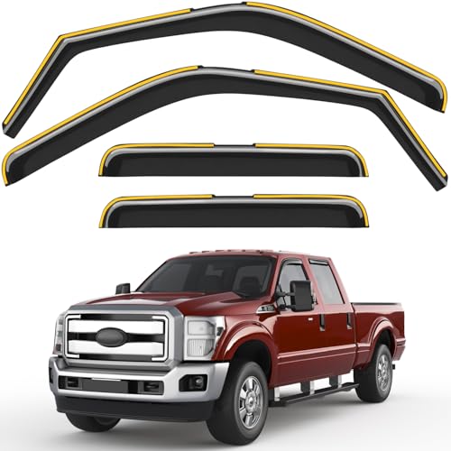 in-Channel Window Rain Guards Fit for 1999-2016 Ford F250-F550 SuperCrew, Extra Durable Window Visors Window Deflectors Vent Visors Vent Shades Car Accessories-4 pcs - size: Fit for 1999-2016 Ford F250-F550