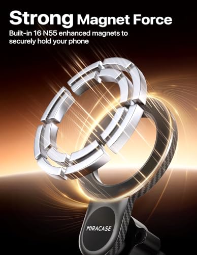 Miracase for MagSafe Car Mount, [Strong Magnetic] 2026 Hands Free Phone Holders for Your Car, Universal Cup Holder Phone Holder for iPhone 17 16 15 14 13 12 Pro Max, Samsung & More Smartphones - style: Magnetic