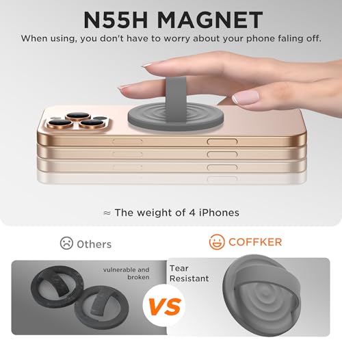 Magnetic Phone Grip Ring Holder, Liquid Silicone Magnet Cell Phone Grip Finger Loop, Compatible with Magsafe, Back of Phone for iPhone 17/16/15/14/13/12 Series, Gray - color: Gray