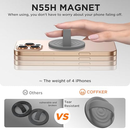 Magnetic Phone Grip Ring Holder, Liquid Silicone Magnet Cell Phone Grip Finger Loop, Compatible with Magsafe, Back of Phone for iPhone 17/16/15/14/13/12 Series, Gray - color: Gray