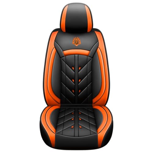 Comfortable Leather Auto Car Seat Covers 5 Seats Full Set Universal Fit (Black & Orange) - color: Black & Orange