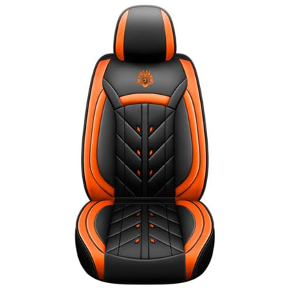 Comfortable Leather Auto Car Seat Covers 5 Seats Full Set Universal Fit (Black & Orange) - color: Black & Orange
