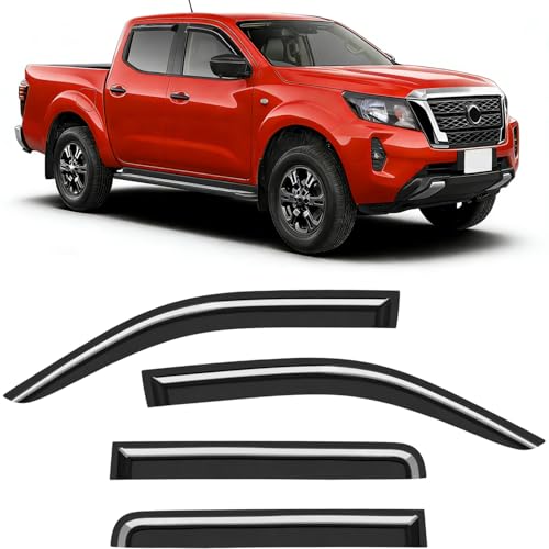Tape-on Rain Guards Fit for 2005-2021 Nissan Frontier Crew Cab (4 Full-Size Doors) Extra-Thick Window Rain Guard Window Deflectors Window Vent Visors Vent Shades Exterior Car Accessories-4PCS - size: Fit for 2005-2021 Nissan Frontier Crew Cab