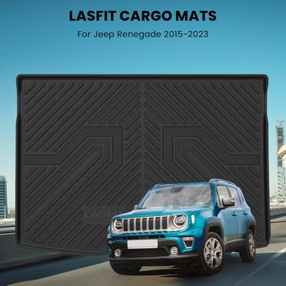 LASFIT Cargo Mat for Jeep Renegade 2015-2023 Upper Position, All Weather TPE Custom Fit Trunk Mat Cargo Liner Trunk Liner, Black - style: Renegade 2015-2023 Cargo Mat