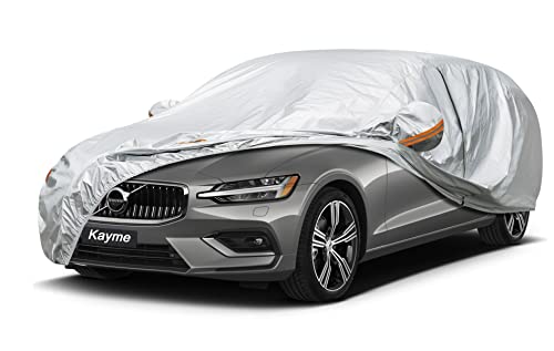 Kayme Car Covers for Automobiles Waterproof All Weather Sun Uv Rain Protection with Zipper Mirror Pocket, Suitable for Audi A4 Avant, Volvo V50 V60 V70, etc. Fit Station Wagon (178 to 190 Inch) 2XL - size: C4 For Hatchback-Length ( 178-190 inch )