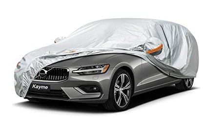 Kayme Car Covers for Automobiles Waterproof All Weather Sun Uv Rain Protection with Zipper Mirror Pocket, Suitable for Audi A4 Avant, Volvo V50 V60 V70, etc. Fit Station Wagon (178 to 190 Inch) 2XL - size: C4 For Hatchback-Length ( 178-190 inch )