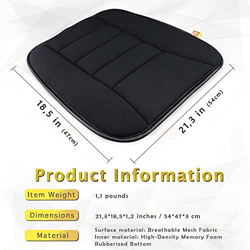 Car Seat Cushion Memory Foam Thin Seat Cushion for Car Truck Seat Driver, 20x18.5x1.2 Inches, Black - color: Black