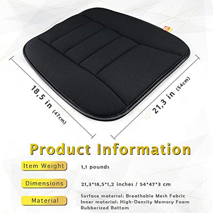Car Seat Cushion Memory Foam Thin Seat Cushion for Car Truck Seat Driver, 20x18.5x1.2 Inches, Black - color: Black