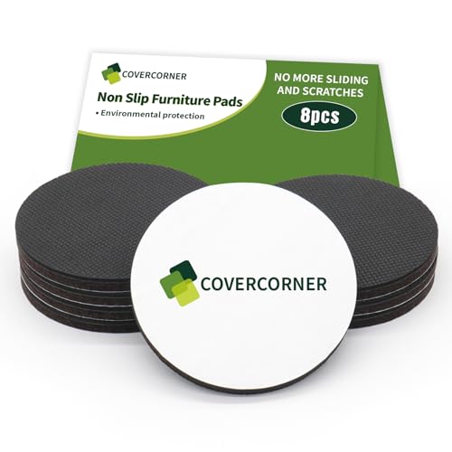Non Slip Furniture Pads 8 PCS 4'' Round - Anti Slip Furniture Pads - Self Adhesive Rubber Feet Furniture Feet - Chair Leg Floor Protectors - Keep Furniture in Place - size: Round 4 inch 8PACK