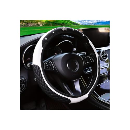 Bling Car Steering Wheel Cover, Diamond Leather Crystal Rhinestones Vehicles Steering Wheel Protector, Sparkling Anti-Slip Automotive Interior Decoration Accessories, Universal Fit (White) - color: White