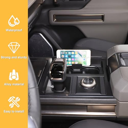 for Hummer EV SUV Pickup Accessories Cup Holder Insert Organizer,Cup Holder Expander for Car, Cup Holder Pocket Organizer,Designed for Things Like Phones and Glasses for 2022-2024 2025+ (Black)