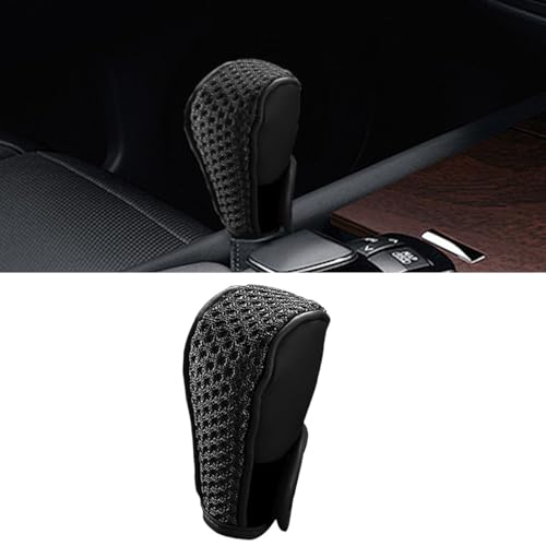 LAINLOY Car Gear Shift Knob Cover, Leather Automotive Stick Shifting Handle Knobs Protector, Anti-Slip Anti-Scratch Car Shifter Cover, Car Interior Decoration Universal for Truck, SUV, RV (Black) - color: Black
