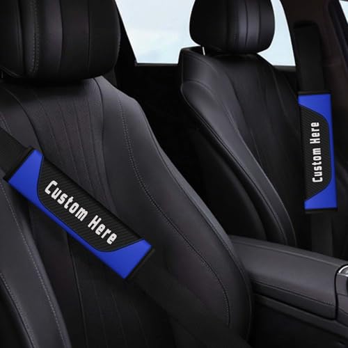 Custom Seatbelt Cover – Soft Carbon Fiber Seat Belt Pads Cushion – Personalized Seatbelt Covers for Adults Kids Women – Cute Seat Belt Shoulder Pad - color: Blue