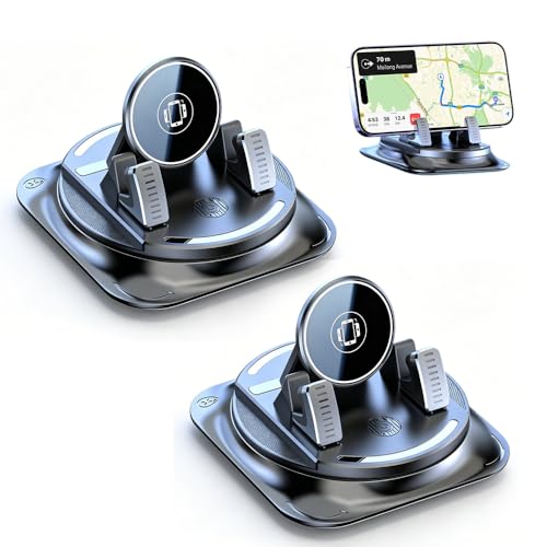 Car Phone Holder 360 Degree Rotation, 2026 New Dashboard Hero Phone Holder, Adjustable Universal Car Phone Mount for Car Magnetic Interiorcar Navigation Mount for Drivers (2PCS) - color: 2PCS