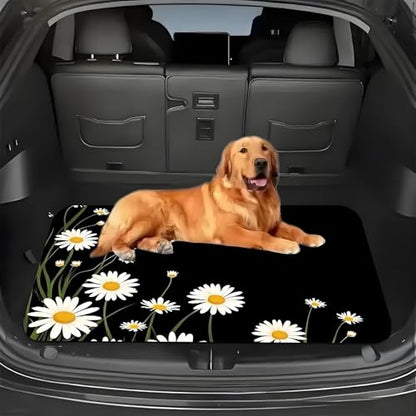Universal Car Trunk Mat 29" x 39", Daisy Design Print All Weather Trunk Protection Cargo Liner, Durable Cargo Mat Rear Trunk Liner, Stylish Vehicle Interior Accessories Suitable for Most Car Models - color: Daisy Design Print