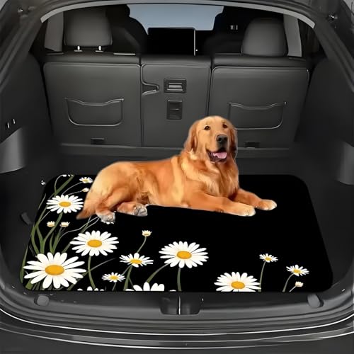 Universal Car Trunk Mat 29" x 39", Daisy Design Print All Weather Trunk Protection Cargo Liner, Durable Cargo Mat Rear Trunk Liner, Stylish Vehicle Interior Accessories Suitable for Most Car Models - color: Daisy Design Print