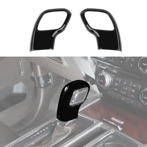 CheroCar Gear Shift Lever Knob Cover Trim Fit for 2015 2016 2017 2018 2019 2020 Ford F150 F-150 Interior Accessories,Black - color: Black