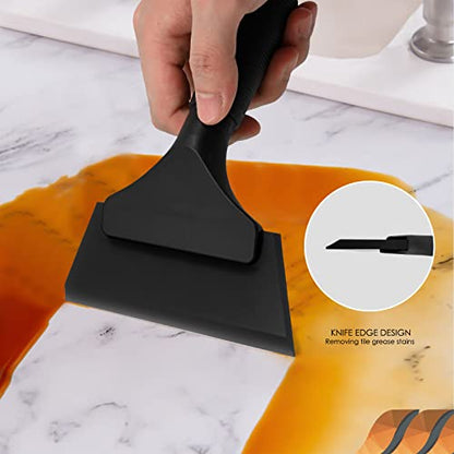 EHDIS Small Squeegee 5 inch Rubber Window Tint Windshield Scraper for Car,Glass, Mirror, Shower, Door,Bathroom Cleaning Ice Snow Scraper (Pure Black) - color: Pure Black