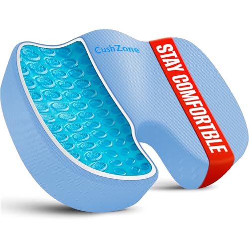 Office Chair Seat Cushion, Cooling Gel Enhanced Memory Foam Cushion for Long Sitting - Back, Sciatica, Coccyx, Tailbone Pain Relief Pillow - for Office, Gaming, Car, Wheelchair - Light Blue, Large - color: Light Blue, size: Large