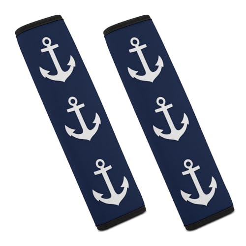 Comfortable Cushion Pad Car Shoulder Strap Harness Pad, Nautical Anchor Navy 2PCS Car Belt Covers - color: Color350
