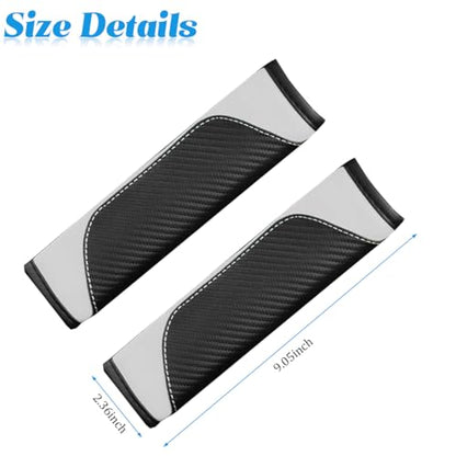2PCS Carbon Fiber Car Seat Belt Cover, Leather Comfortable Soft Vehicle Seatbelt Pad for Shoulder & Neck, Automotive Interior Seat Strap Cushion Mat, Universal Fit (Black/White) - color: Black/White