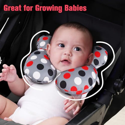 KAKIBLIN Baby Travel Pillow, Baby Neck Pillows for Car Seat,Upgraded Babies Head Pillow, Head and Neck Support for Car Seat, Stroller, Pushchair,Travel (Grey Pot) - color: Grey Pot
