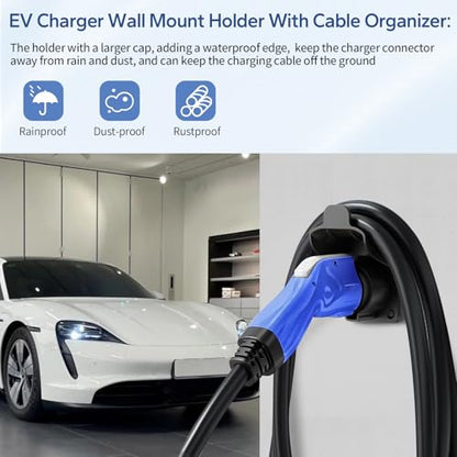 EV Charger Holder Wall Mount, EV Charging Cable Holder for SAE J1772 Charger - Electric Car Charging Cable Hook, Electric Vehicle Wall-Mount Charger Nozzle Holster Dock ev Charger Accessories
