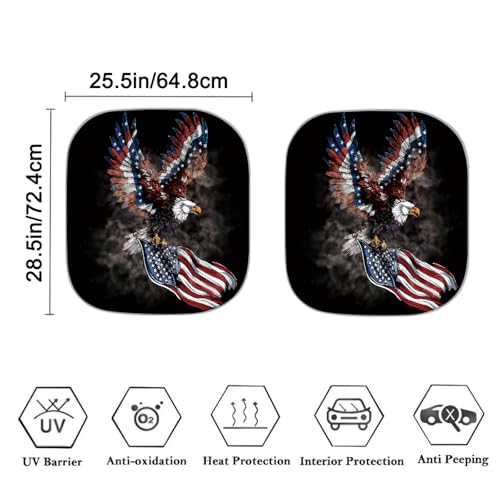 AFPANQZ Car Windshield Sun Shades Foldable Storage Sunshades UV Protection Folding Sun Blocks Universal Fit for Auto Car Vans Truck American Flag with Eagle Car Deocr Sunshade - color: American Flag with Elgle