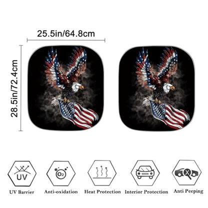 AFPANQZ Car Windshield Sun Shades Foldable Storage Sunshades UV Protection Folding Sun Blocks Universal Fit for Auto Car Vans Truck American Flag with Eagle Car Deocr Sunshade - color: American Flag with Elgle