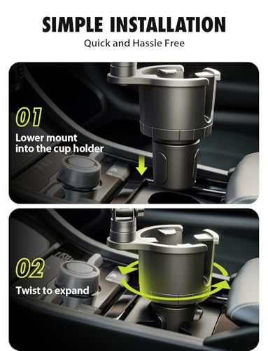 Bracketron Cup Holder Phone Mount for Car - TripGrip 2-in-1 Expandable Phone Holder with 360° Rotation & Ultra Stable Folding Support Legs, Fits Devices up to 3.5"