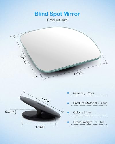 CUNCUI 2pcs Fan Shaped Blind Spot Mirror, 360 Degree Adjustabe HD Glass Blind Spot Mirrors, Frameless Convex Rear View Mirror, for any Car, Van, Suv and Trucks. - size: 1.97in(Fan shaped)