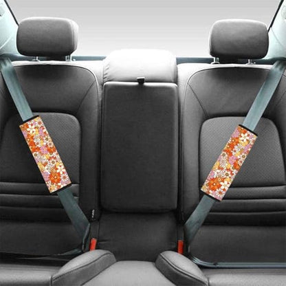 Hippie Flower Car Seat Belt Cover 2-Pack Soft Car Safety Seat Belt Strap Shoulder Pad Comfortable Driving Seat Belt Cover Pad Fit Most Cars, Truck, Suv, or Van - color: Hippie Flower