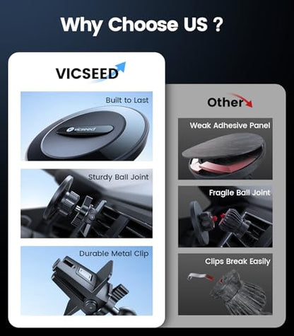 VICSEED for MagSafe Car Mount Vent Pink– [Super Magnet Power & Vent-Safe Clip] 360° Adjustable Study Magnetic Phone Holder Hands Free for iPhone 17 16 15 14 13 12 Pro Max - color: Pink