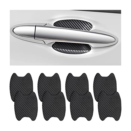 8PCS Car Door Handle Sticker, Carbon Fiber Anti-Scratches Car Door Cup Protector, Non-Marking Auto Door Handle Protective Film, Self-Adhesive Door Side Paint Protector for All Cars (Black/8PCS) - color: Black/8PCS