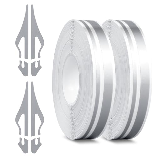 2 Rolls of Car Pinstripe Tapes, Silver Pinstripe Body Sticker, Vinyl Thin Car Stripe Pinstripe Tape, for Motorcycle, Car, Racing DIY Body Sticker Tape (Silver) - color: Silver