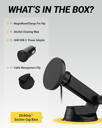 Scosche MPQTRWDA Qi2 MagSafe Car Mount Charger 25W Fast Wireless Magnetic Cell Phone Holder with Adjustable Arm for Windshield or Dashboard Compatible with iPhone 17/16/15/14/13/12 & Samsung S25 - style: Window / Dash Extendo Suction