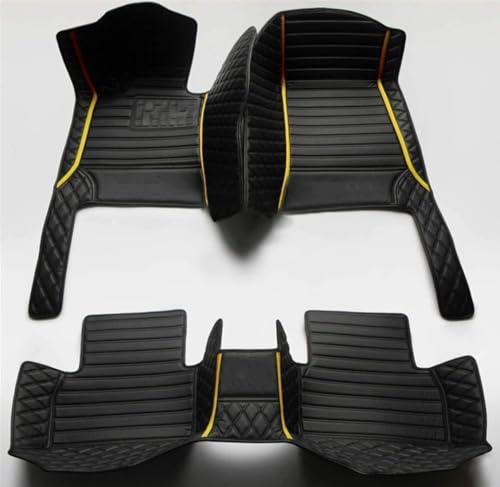 Custom Personalized Floor Mats for Cars，Luxury Full Coverage All Weather Car Floor Mats，Anti-Slip Leather Car Mat Set ，Custom Floor Mats for 99% of Cars, Trucks & SUVs (All Black Gold) - color: All black gold
