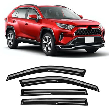 Rain Guards Fit for Toyota RAV4 2019 2020 2021 2022 2023 2024 2025, Tape-On Window Deflector Extra Durable Side Sun Rain Guard 2019-2025 RAV4 Visor Deflectors Black 4 PCS - size: Fit for Toyota RAV4 2019-2025