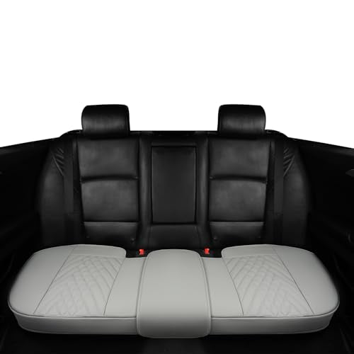 GIANT PANDA Premium PU Leather Rear Car Seat Cover Protector, Luxury Adjustable Anti-Slip Bottom Bench Seat Cover (49~59''),Fits 90% of Vehicles, Back Seat Cover, Grey - color: Rear Seat Gray, size: 1 Piece Standard Size