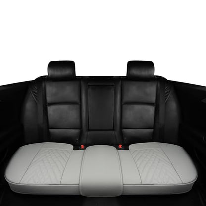 GIANT PANDA Premium PU Leather Rear Car Seat Cover Protector, Luxury Adjustable Anti-Slip Bottom Bench Seat Cover (49~59''),Fits 90% of Vehicles, Back Seat Cover, Grey - color: Rear Seat Gray, size: 1 Piece Standard Size