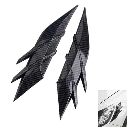 2 PCS 3D Car Fender Side Vents Decor Trim, 10" × 2.6" TPU Carbon Fiber Sport Style Headlight Eyebrow Edge Cover Decals, Universal for Most Cars (Carbon Fiber) - color: Carbon Fiber