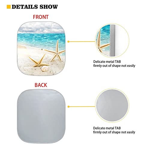 2-Piece Sun Shades for Car Windshield, Beach Starfish Design Car Front Window Pad Folding Sun Visor Windshield Protector Universal Fit Most Cars SUV Truck Van Sedan - color: Beach Starfish 1