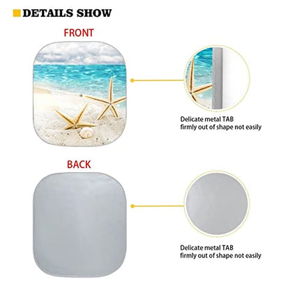 2-Piece Sun Shades for Car Windshield, Beach Starfish Design Car Front Window Pad Folding Sun Visor Windshield Protector Universal Fit Most Cars SUV Truck Van Sedan - color: Beach Starfish 1