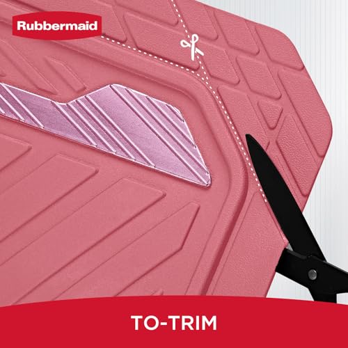 Rubbermaid Car Floor Mat, Heavy Duty All-Weather Car Mats Full Set with Dual-Tone Pink and Sliver Aluminum Inserts – Universal Fit, Anti-Slip Backing, Trim-to-Fit for Most SUV, Sedan, Van - color: Pink & Silver