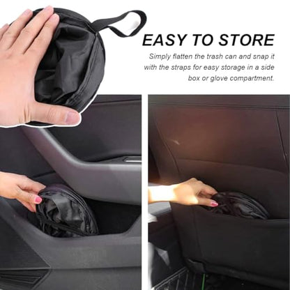 2 PCS Car Trash Can, Waterproof Portable Collapsible Pop-up Garbage Bin with Elastic Band, Automotive Mini Portable Hanging Rubbish Bin Trash Bag for Camping Traveling