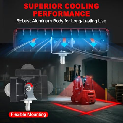 LED Forklift Safety Light Red for AGV Automated Guided Vehicle, Forklift Truck, Industrial Lift, Warehouse Safety, IP67 Waterproof, Aluminum Housing (4PCS) - size: 4PCS