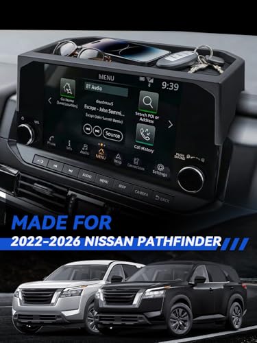 for Pathfinder Dashboard Center Console Organizer 2026 2025 2024 2023 2022 Pathfinder SL/Platinum/Rock Creek Accessories 9’’ Behind Screen Organizer Box Dash Tray-Only for 9" Screen - size: for 2022-2026 Nissan Pathfinder