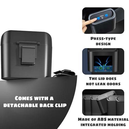 Car Trash Can Bin,Car Garbage Can,1 Black with A Roll of Garbage Bag,Push-Button Switch