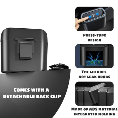 Car Trash Can Bin,Car Garbage Can,1 Black with A Roll of Garbage Bag,Push-Button Switch